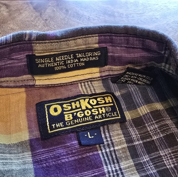OshKosh B’gosh Indian Madras Plaid Shirt  100% Cotton 90's - Picture 3 of 9